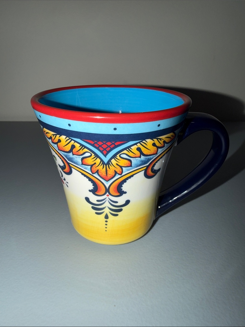 Colorful Blue & Yellow Decorative Ceramic Mug